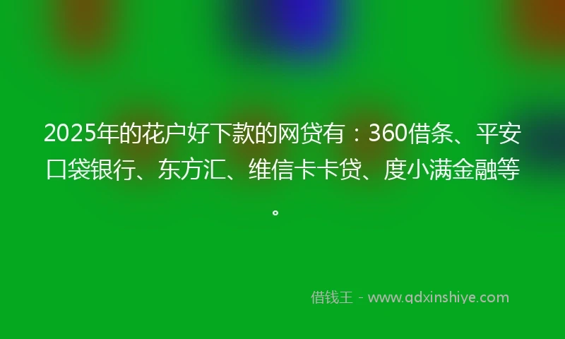 2025年的花户好下款的网贷有：360借条、平安口袋银行、东方汇、维信卡卡贷、度小满金融等。