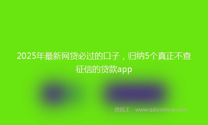 2025年最新网贷必过的口子，归纳5个真正不查征信的贷款app