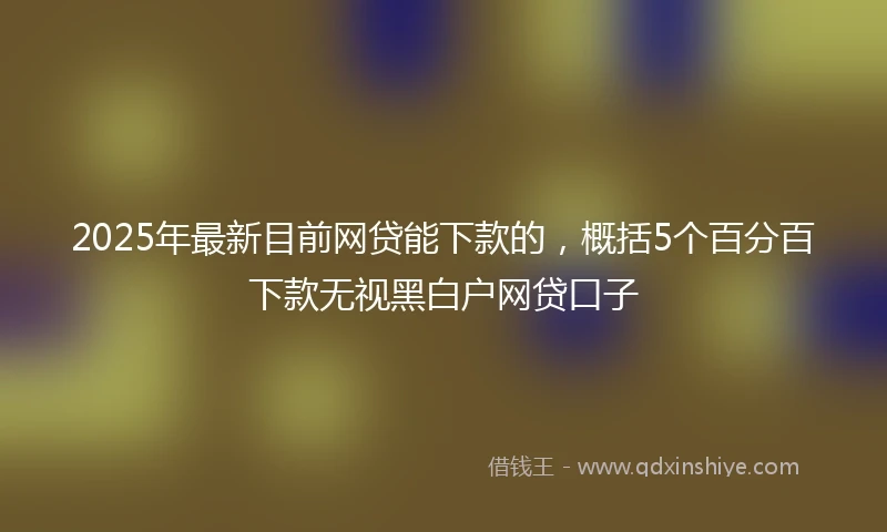 2025年最新目前网贷能下款的，概括5个百分百下款无视黑白户网贷口子