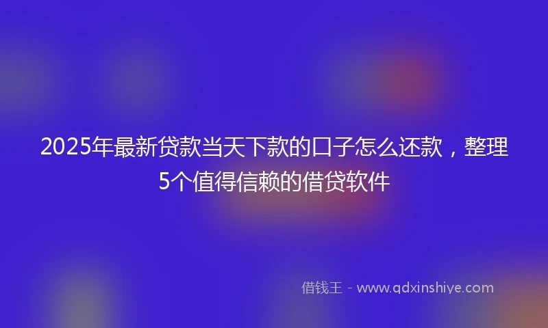 2025年最新贷款当天下款的口子怎么还款，整理5个值得信赖的借贷软件