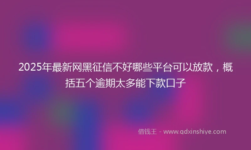 2025年最新网黑征信不好哪些平台可以放款，概括五个逾期太多能下款口子