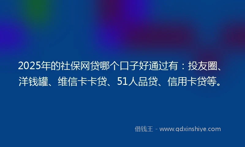 2025年的社保网贷哪个口子好通过有：投友圈、洋钱罐、维信卡卡贷、51人品贷、信用卡贷等。