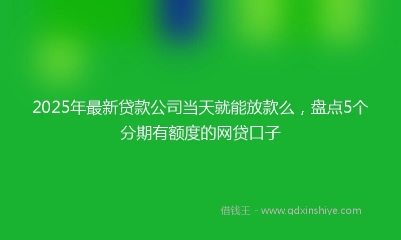 2025年最新贷款公司当天就能放款么，盘点5个分期有额度的网贷口子