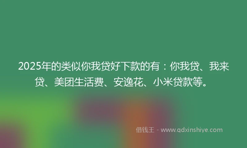 2025年的类似你我贷好下款的有：你我贷、我来贷、美团生活费、安逸花、小米贷款等。