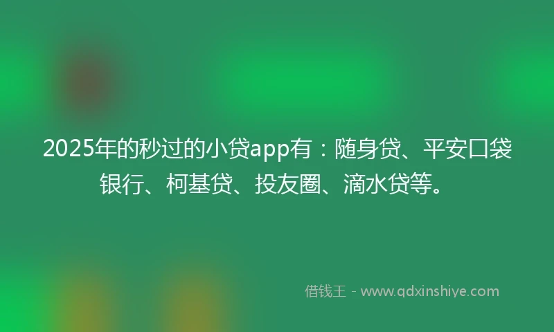 2025年的秒过的小贷app有：随身贷、平安口袋银行、柯基贷、投友圈、滴水贷等。
