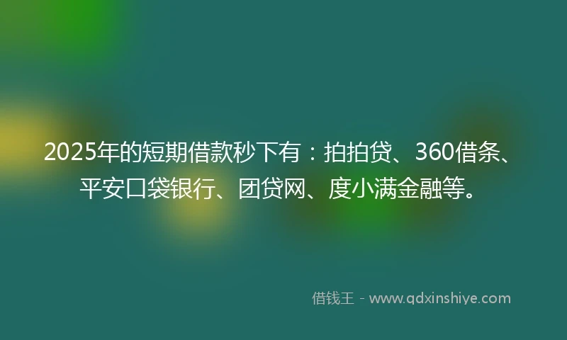 2025年的短期借款秒下有：拍拍贷、360借条、平安口袋银行、团贷网、度小满金融等。