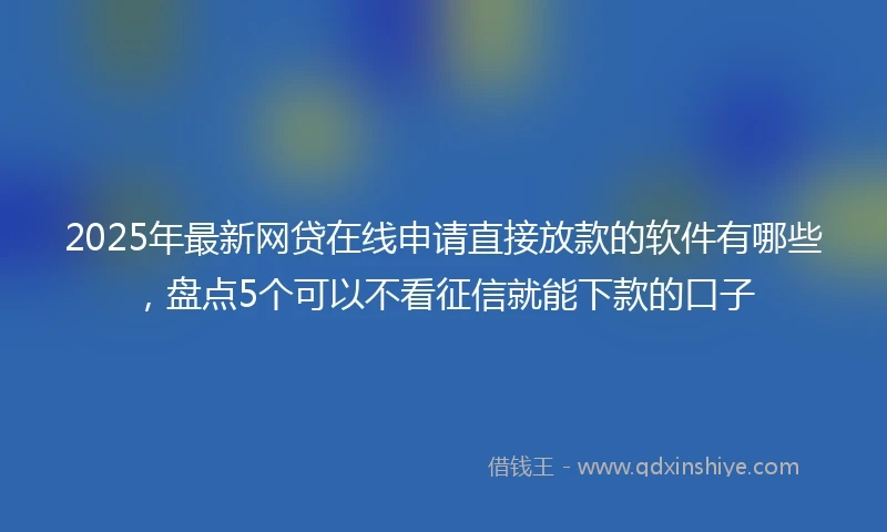 2025年最新网贷在线申请直接放款的软件有哪些，盘点5个可以不看征信就能下款的口子