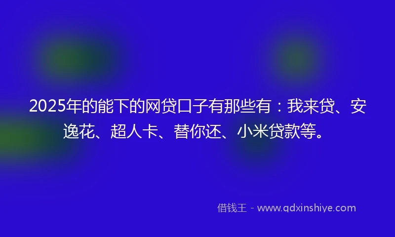 2025年的能下的网贷口子有那些有：我来贷、安逸花、超人卡、替你还、小米贷款等。