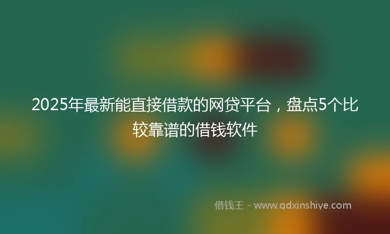 2025年最新能直接借款的网贷平台，盘点5个比较靠谱的借钱软件