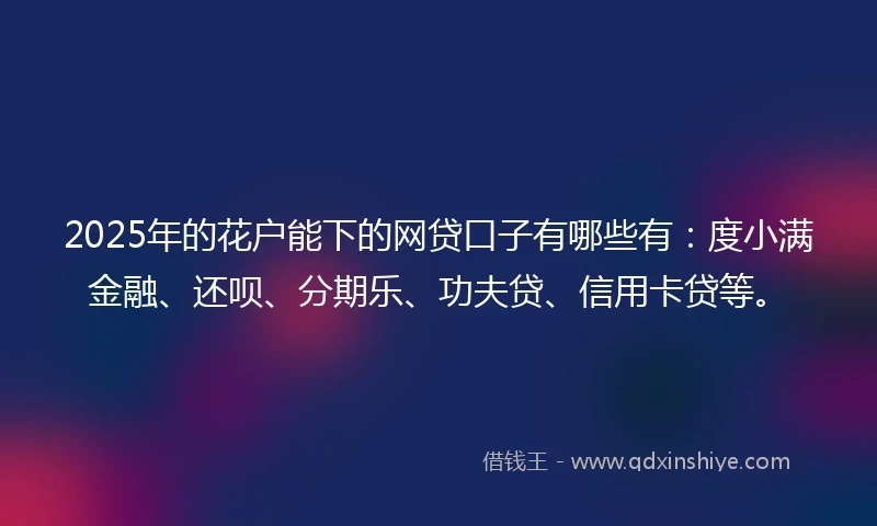 2025年的花户能下的网贷口子有哪些有：度小满金融、还呗、分期乐、功夫贷、信用卡贷等。