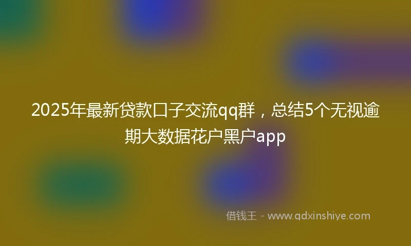 2025年最新贷款口子交流qq群，总结5个无视逾期大数据花户黑户app