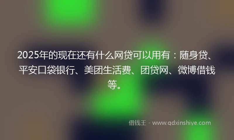 2025年的现在还有什么网贷可以用有：随身贷、平安口袋银行、美团生活费、团贷网、微博借钱等。