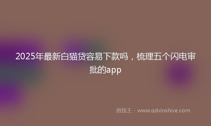 2025年最新白猫贷容易下款吗，梳理五个闪电审批的app