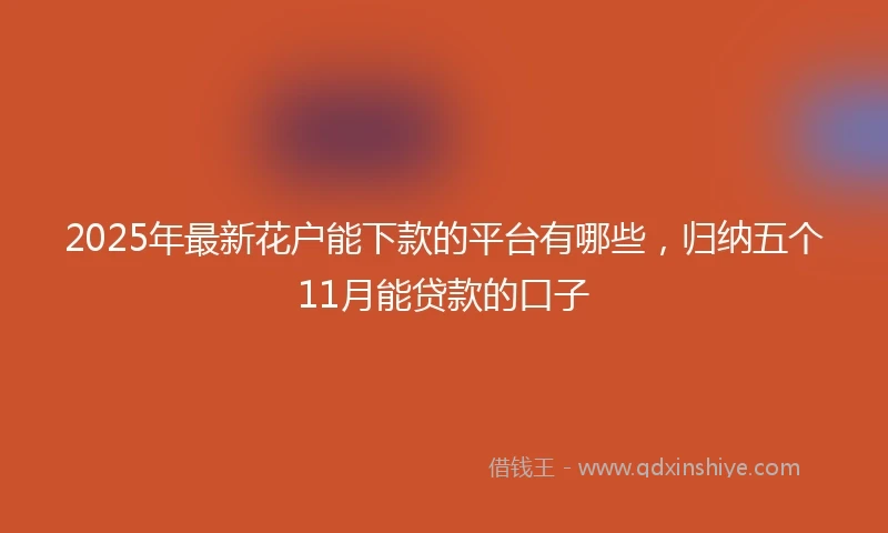 2025年最新花户能下款的平台有哪些，归纳五个11月能贷款的口子