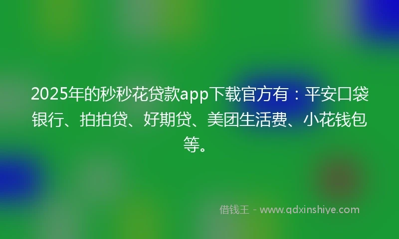 2025年的秒秒花贷款app下载官方有：平安口袋银行、拍拍贷、好期贷、美团生活费、小花钱包等。