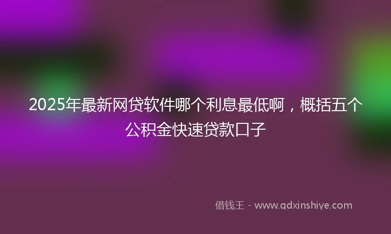 2025年最新网贷软件哪个利息最低啊，概括五个公积金快速贷款口子
