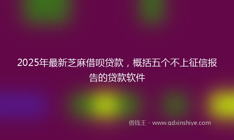 2025年最新芝麻借呗贷款，概括五个不上征信报告的贷款软件