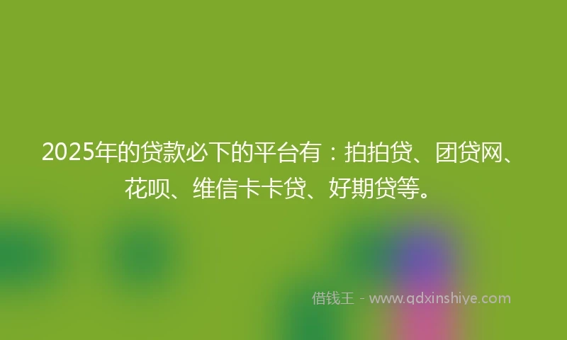 2025年的贷款必下的平台有：拍拍贷、团贷网、花呗、维信卡卡贷、好期贷等。