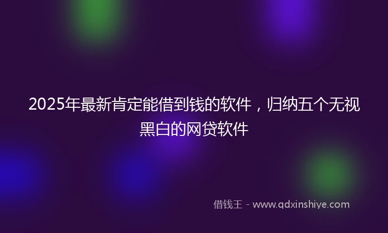 2025年最新肯定能借到钱的软件，归纳五个无视黑白的网贷软件