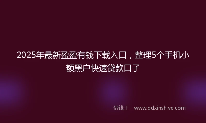 2025年最新盈盈有钱下载入口，整理5个手机小额黑户快速贷款口子