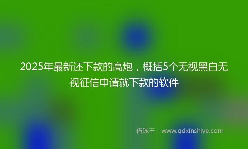 2025年最新还下款的高炮，概括5个无视黑白无视征信申请就下款的软件