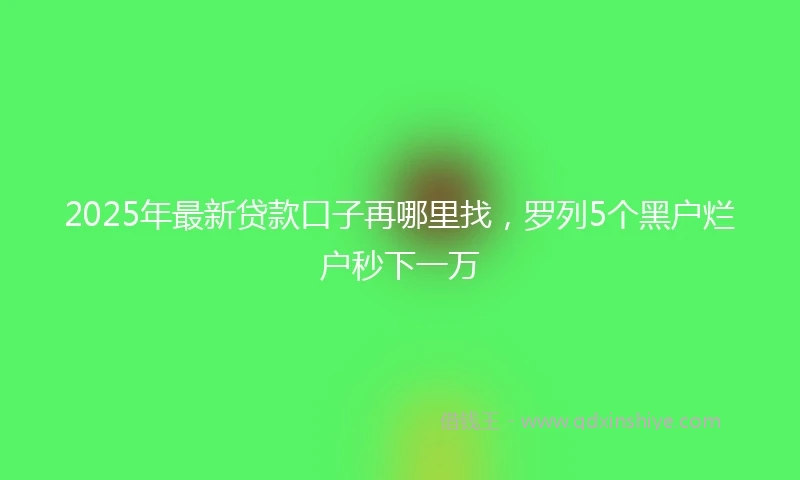 2025年最新贷款口子再哪里找，罗列5个黑户烂户秒下一万