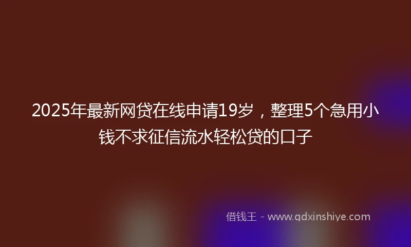 2025年最新网贷在线申请19岁，整理5个急用小钱不求征信流水轻松贷的口子