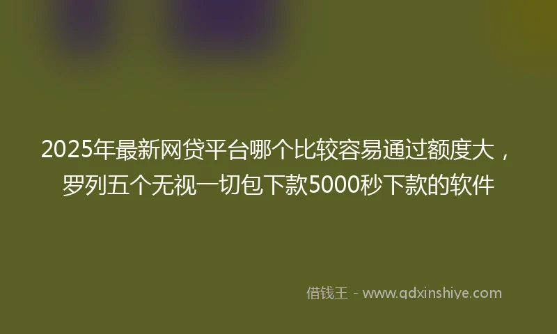 2025年最新网贷平台哪个比较容易通过额度大，罗列五个无视一切包下款5000秒下款的软件