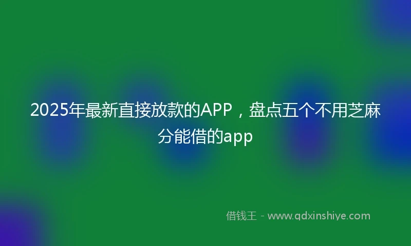 2025年最新直接放款的APP，盘点五个不用芝麻分能借的app