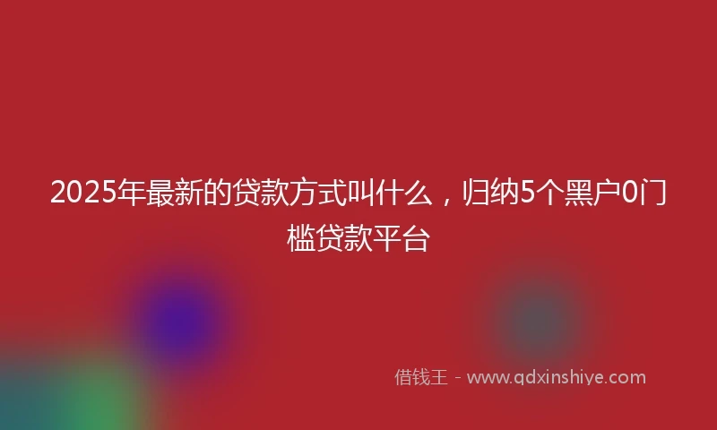 2025年最新的贷款方式叫什么，归纳5个黑户0门槛贷款平台