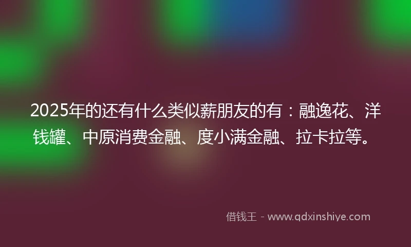 2025年的还有什么类似薪朋友的有：融逸花、洋钱罐、中原消费金融、度小满金融、拉卡拉等。