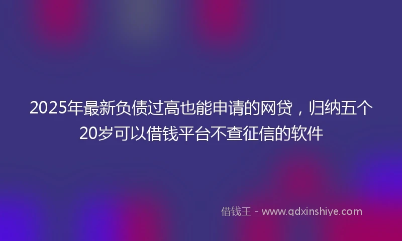 2025年最新负债过高也能申请的网贷，归纳五个20岁可以借钱平台不查征信的软件