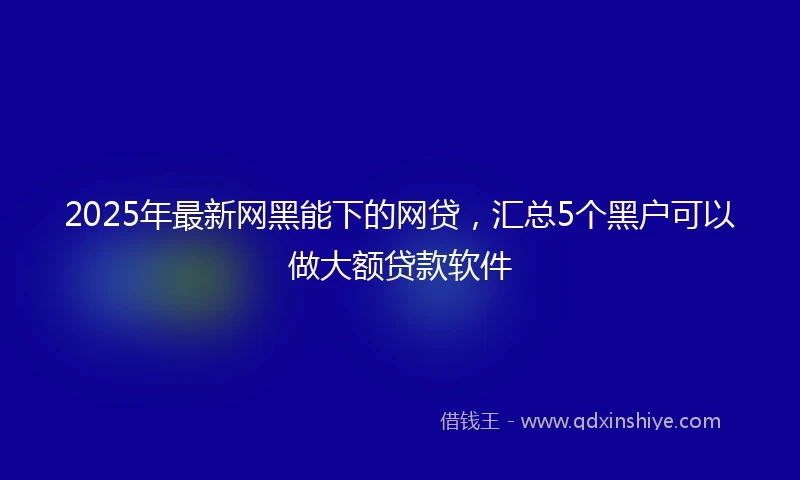 2025年最新网黑能下的网贷，汇总5个黑户可以做大额贷款软件