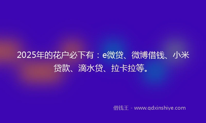 2025年的花户必下有:e微贷、微博借钱、小米贷款、滴水贷、拉卡拉等。