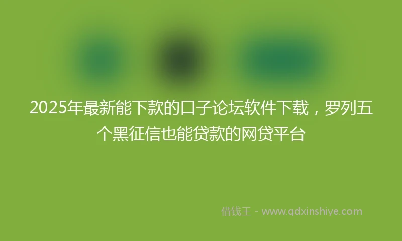 2025年最新能下款的口子论坛软件下载，罗列五个黑征信也能贷款的网贷平台