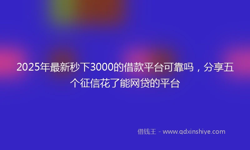 2025年最新秒下3000的借款平台可靠吗，分享五个征信花了能网贷的平台
