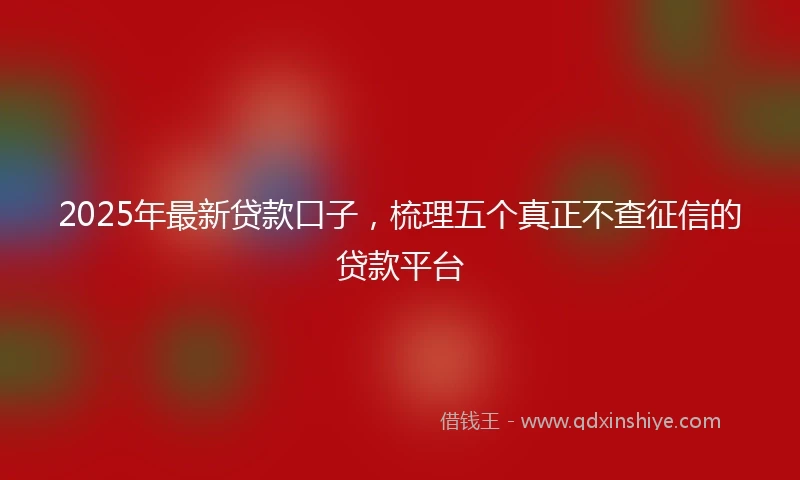 2025年最新贷款口子，梳理五个真正不查征信的贷款平台