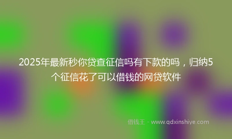 2025年最新秒你贷查征信吗有下款的吗，归纳5个征信花了可以借钱的网贷软件