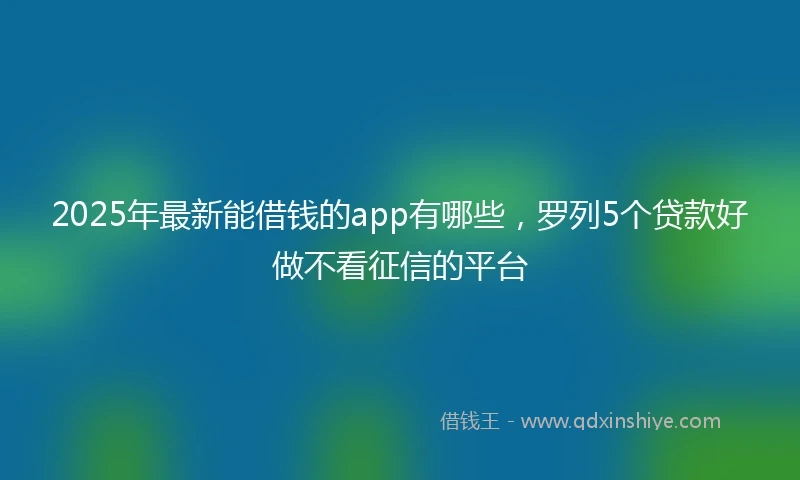 2025年最新能借钱的app有哪些，罗列5个贷款好做不看征信的平台