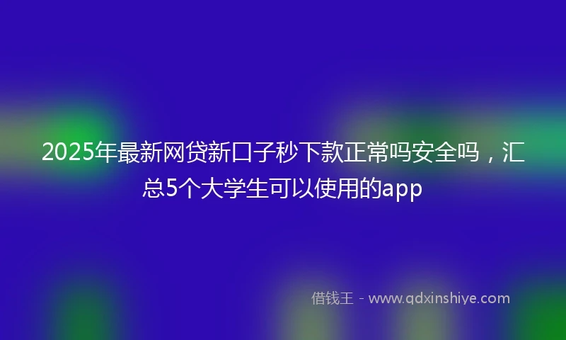2025年最新网贷新口子秒下款正常吗安全吗，汇总5个大学生可以使用的app