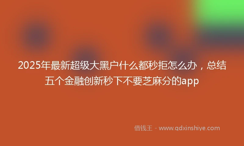 2025年最新超级大黑户什么都秒拒怎么办，总结五个金融创新秒下不要芝麻分的app
