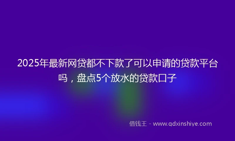 2025年最新网贷都不下款了可以申请的贷款平台吗，盘点5个放水的贷款口子