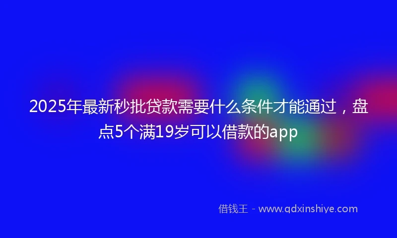 2025年最新秒批贷款需要什么条件才能通过，盘点5个满19岁可以借款的app