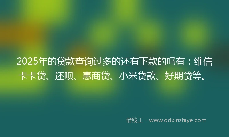 2025年的贷款查询过多的还有下款的吗有：维信卡卡贷、还呗、惠商贷、小米贷款、好期贷等。