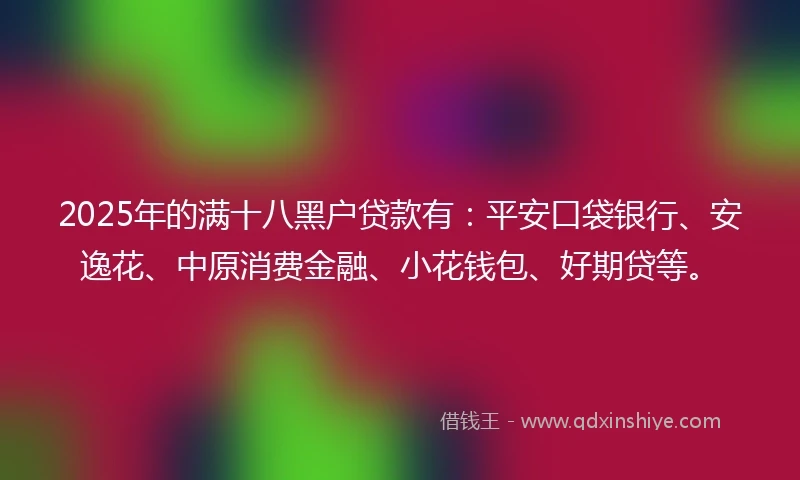 2025年的满十八黑户贷款有：平安口袋银行、安逸花、中原消费金融、小花钱包、好期贷等。