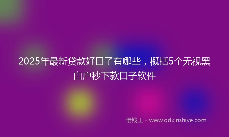 2025年最新贷款好口子有哪些,概括5个无视黑白户秒下款口子软件