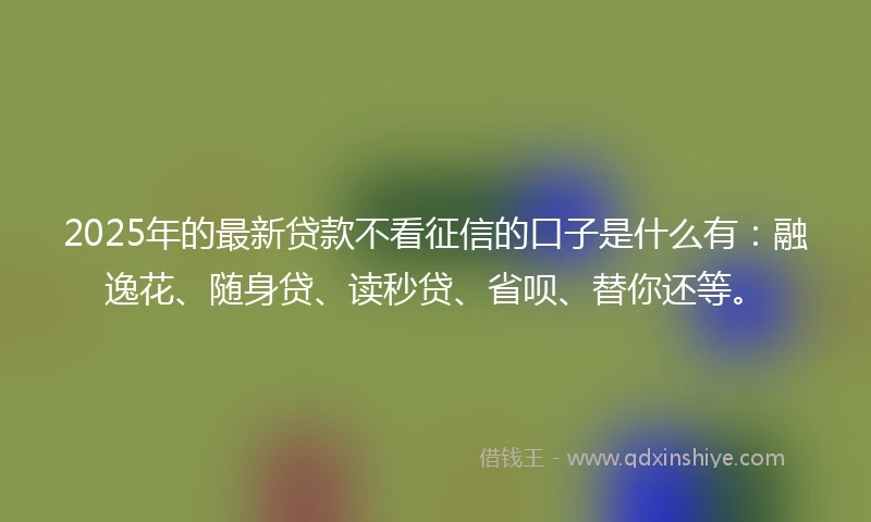 2025年的最新贷款不看征信的口子是什么有：融逸花、随身贷、读秒贷、省呗、替你还等。