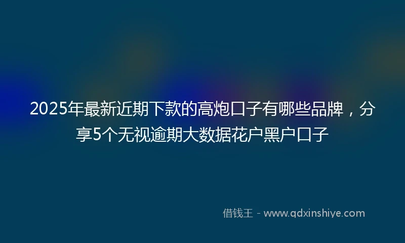 2025年最新近期下款的高炮口子有哪些品牌,分享5个无视逾期大数据花户黑户口子