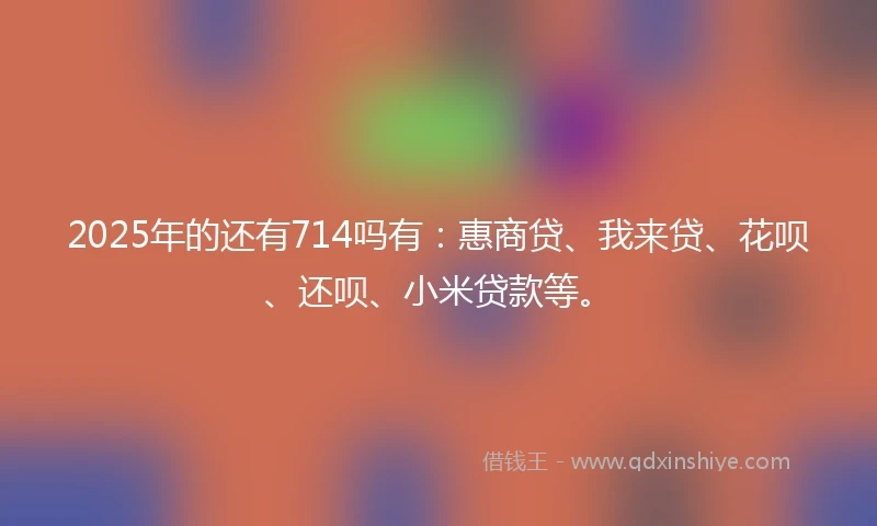 2025年的还有714吗有：惠商贷、我来贷、花呗、还呗、小米贷款等。