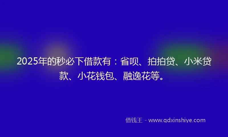 2025年的秒必下借款有：省呗、拍拍贷、小米贷款、小花钱包、融逸花等。